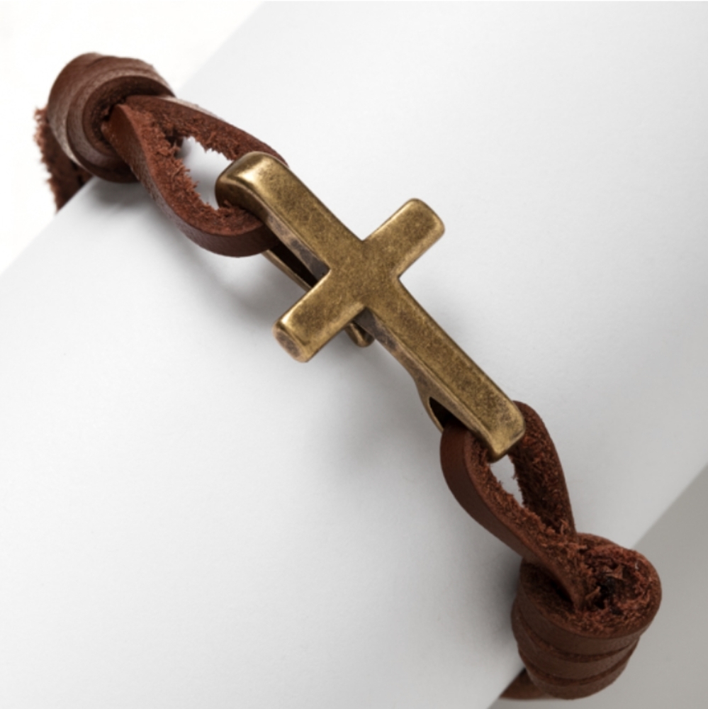 Cross Faux Leather Bracelet Unisex
